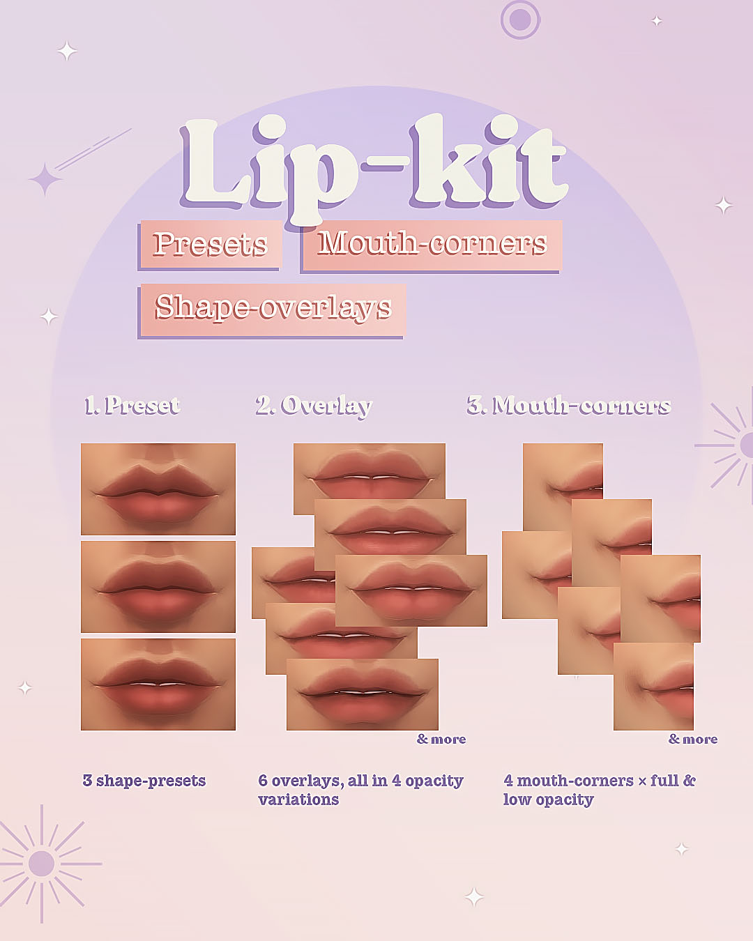 Lip Kit Presets Shape Overlays Mouth Corners The Sims 4 Create A