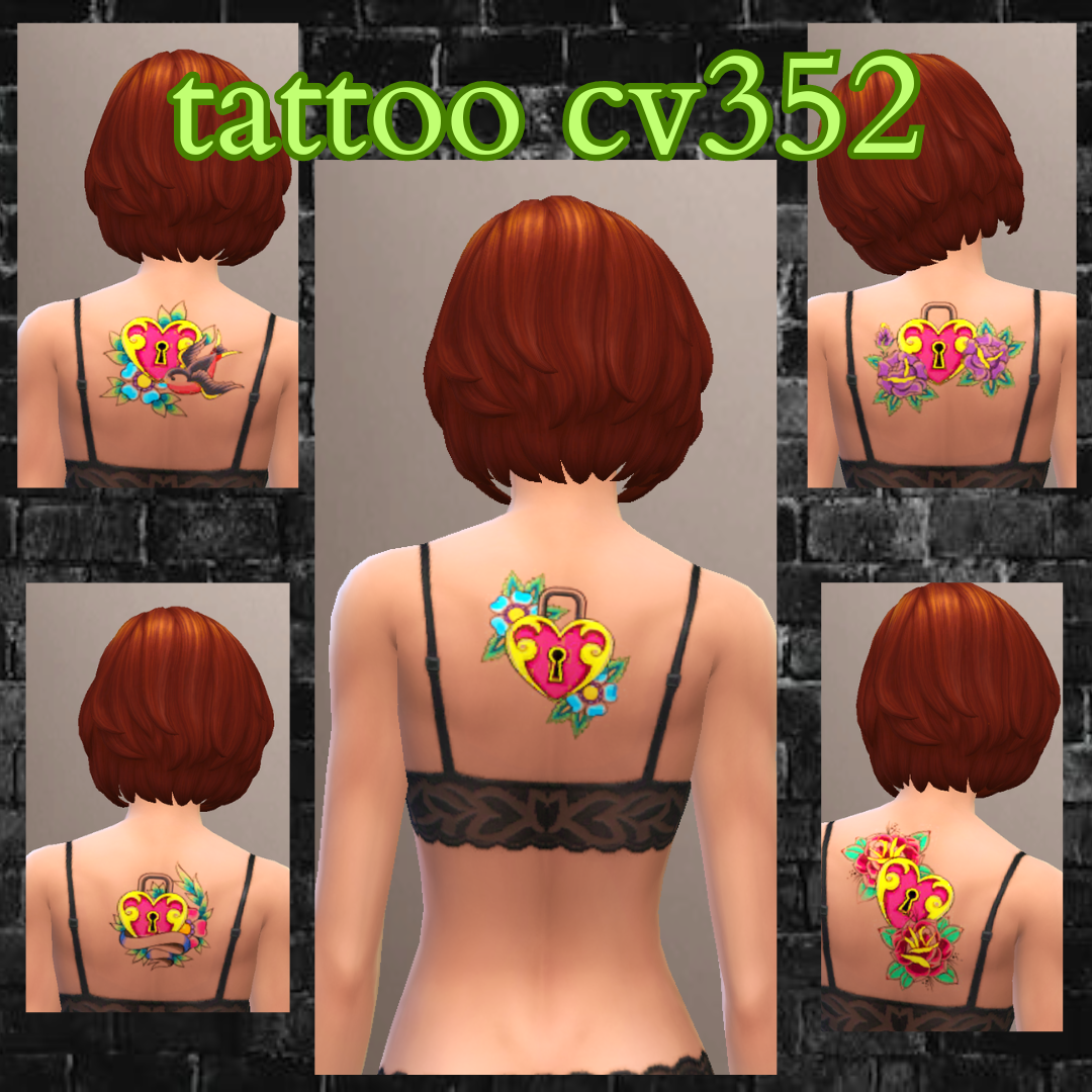 Tattoo Cv Upper Back Lock And Flowers Base Game Compatible