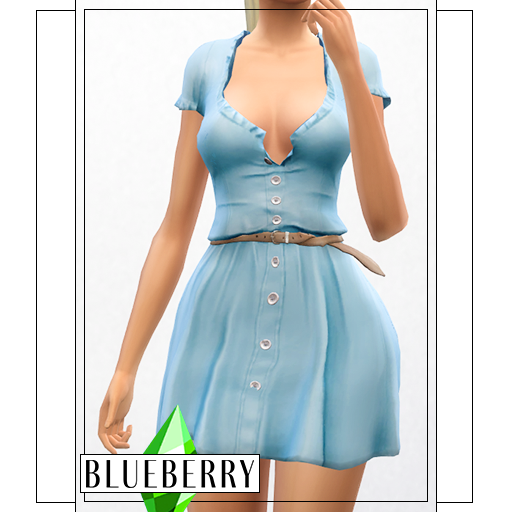 Blueberry Button Down Belted Dress Screenshots The Sims 4 Create