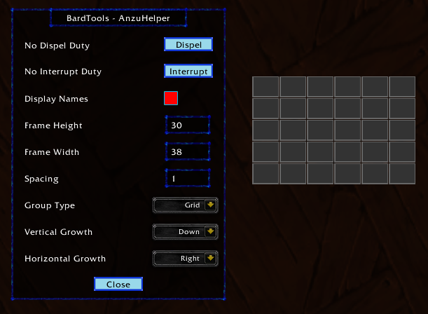 <p>Options panel</p>