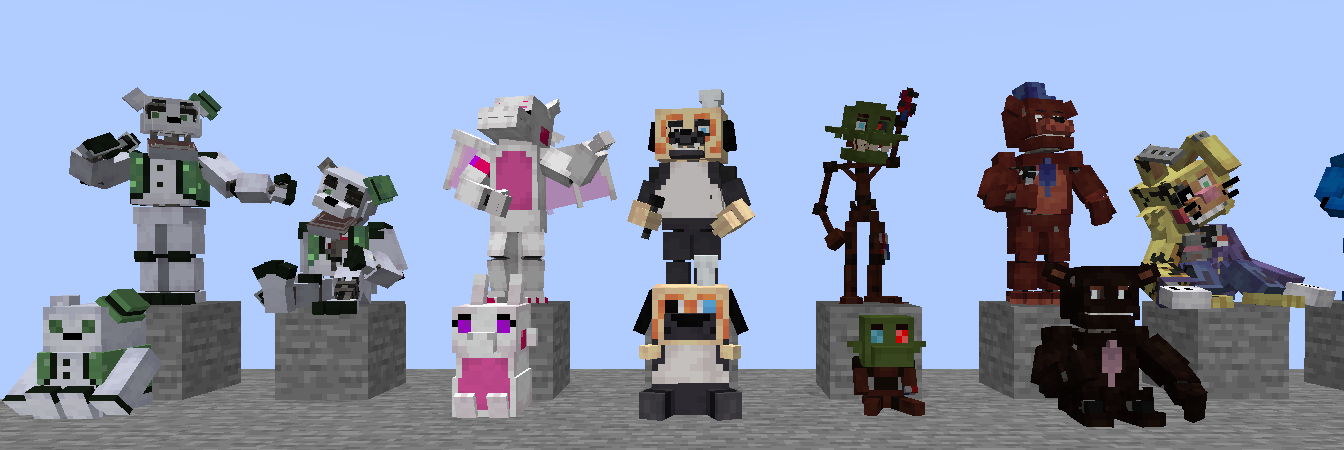 Thumbnail Barry Polar, Withered Barry Polar, Funtime Delilah, Gus The Pug, Rusty The Endoskeleton, Guybear and Traptoon.