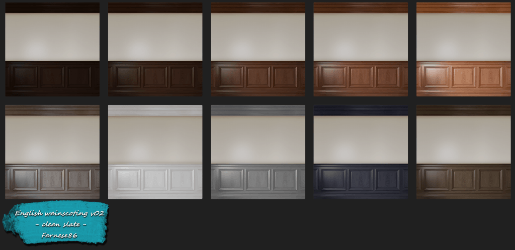 Thumbnail Farnese86 - English wainscoting v02 - clean slate - swatches