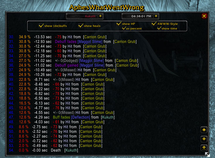 <p>Awww's main combatlog frame</p>