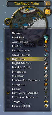 <p>Dig sites button in minimap tracking drop down menu.</p>