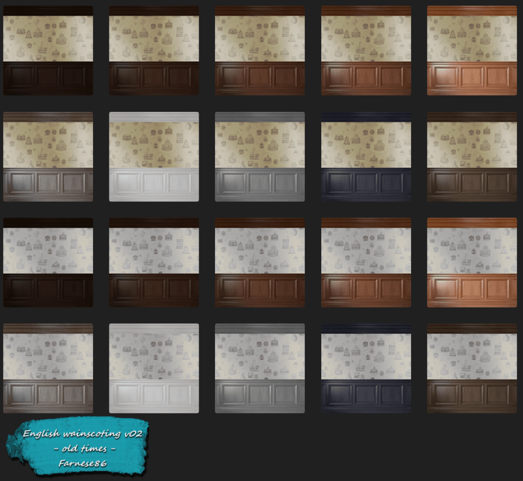 Thumbnail Farnese86 - English wainscoting v02 - old times - swatches