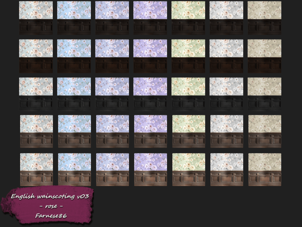 Thumbnail English wainscoting v03 - rose - swatches