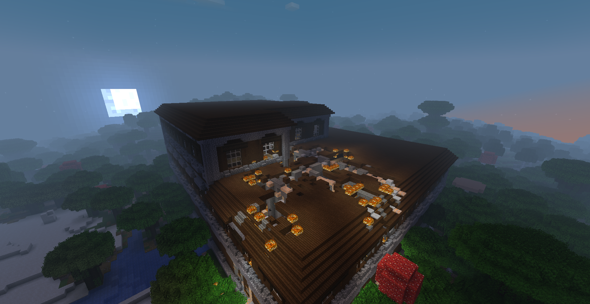 Thumbnail Sunset on the first day. Most of the interior first floor is on fire.
