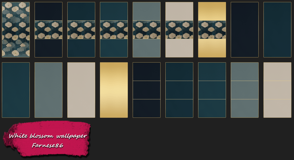 Thumbnail Farnese86 - White blossom wallpaper - swatches