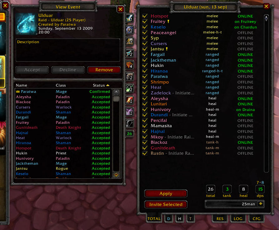 <p>This is what u see once u click on an event in blizz calendar<br>
You can quickly see who signed, who is online, who is on alt, and which kind of raid can u form (10/25)</p>