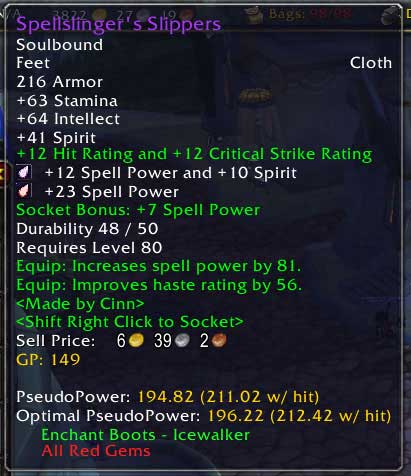 <p>This example shows the items PP As-Is, as well as an Optimized PP. The red "All Red Gems" means that's whats missing from making this item optimized. </p>