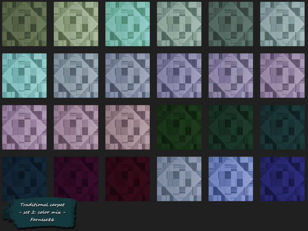 Thumbnail Farnese86 - Traditional carpet - set 2 - swatches