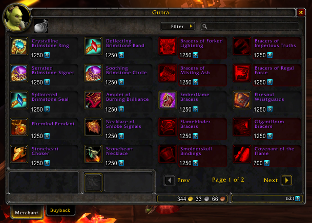 Main vendor interface, with colored items, search box, filter button and quick-vendor button