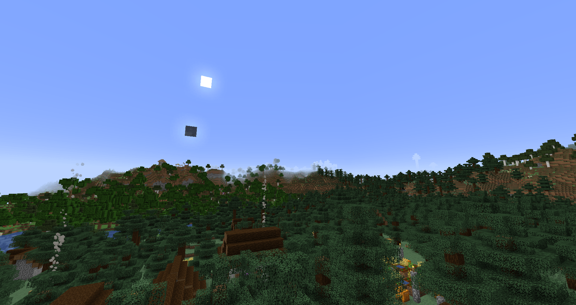 Sun and new moon over horizon
