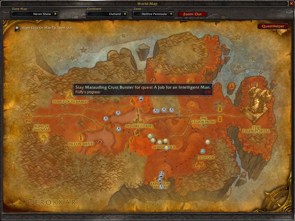 Thumbnail <p>Start at Honor Hold. Do a pile of quests arranged in a neat circle. End at Honor Hold and rake in your experience.</p>