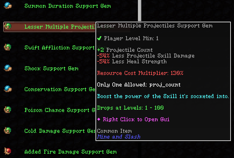 Support Gems