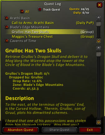 <p>Quest Log Objectives Info (w/ Skinner)</p>