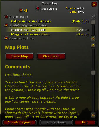 <p>Quest Log Comments and Map (w/ Skinner)</p>