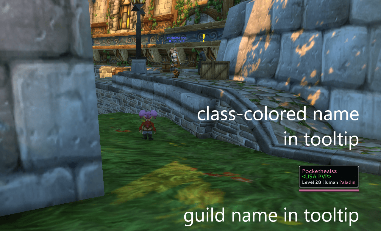 Thumbnail Tooltip - Target name's class-coloured and also displays guild name