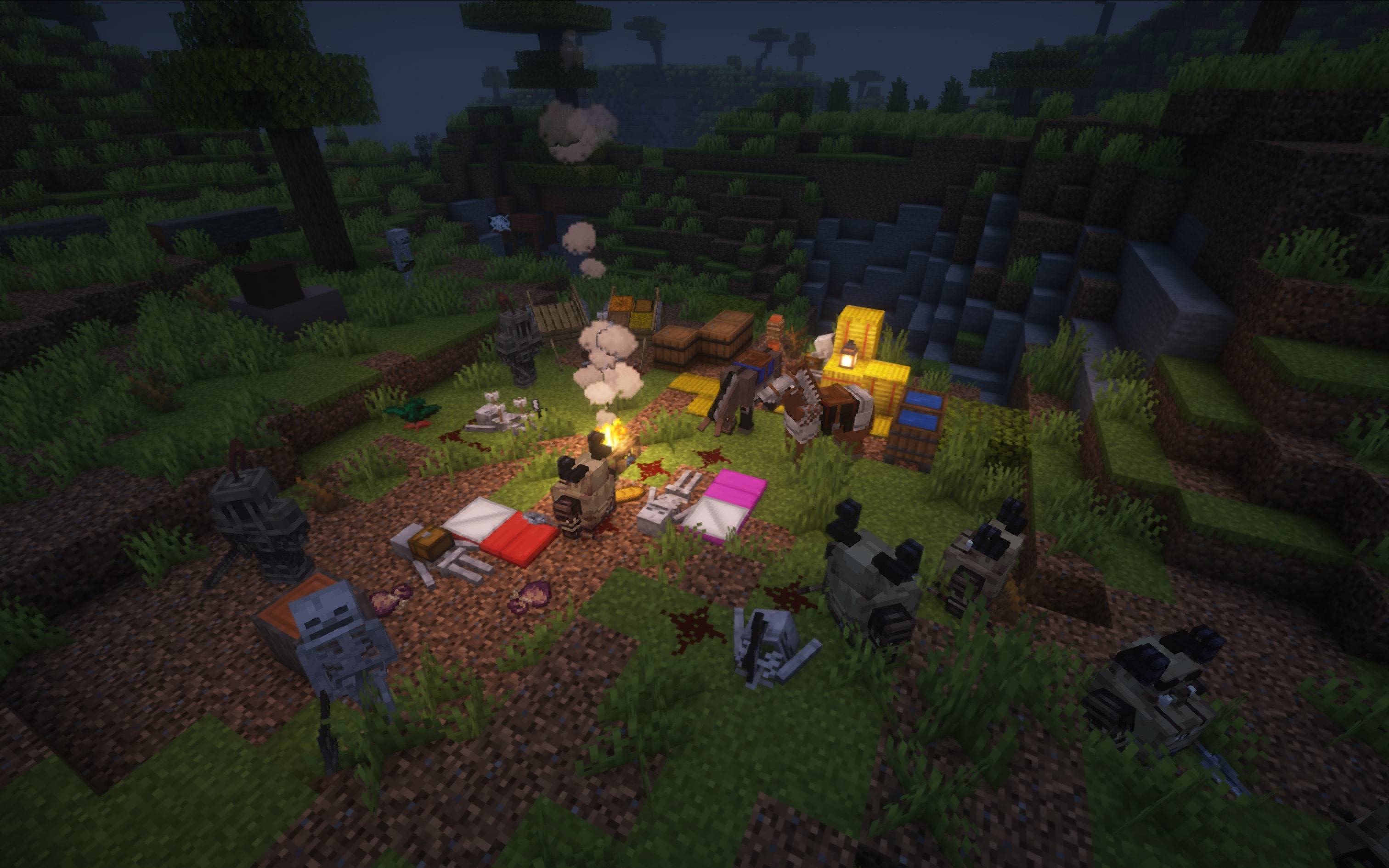A camp of adventurers who met a gruesome, untimely end at the hands of Gnumus and the forces of the undead. (Showcase)