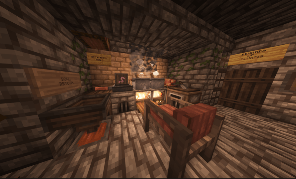 Thumbnail A communal cooking area located outside of the tortoise chamber