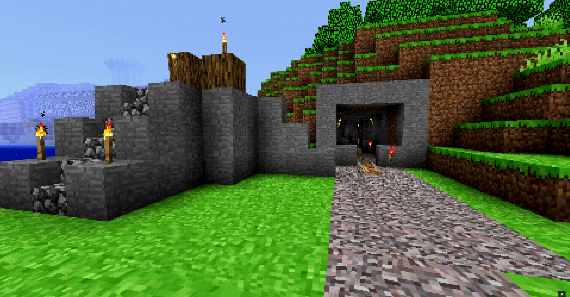 Thumbnail the first minecart track to be made.