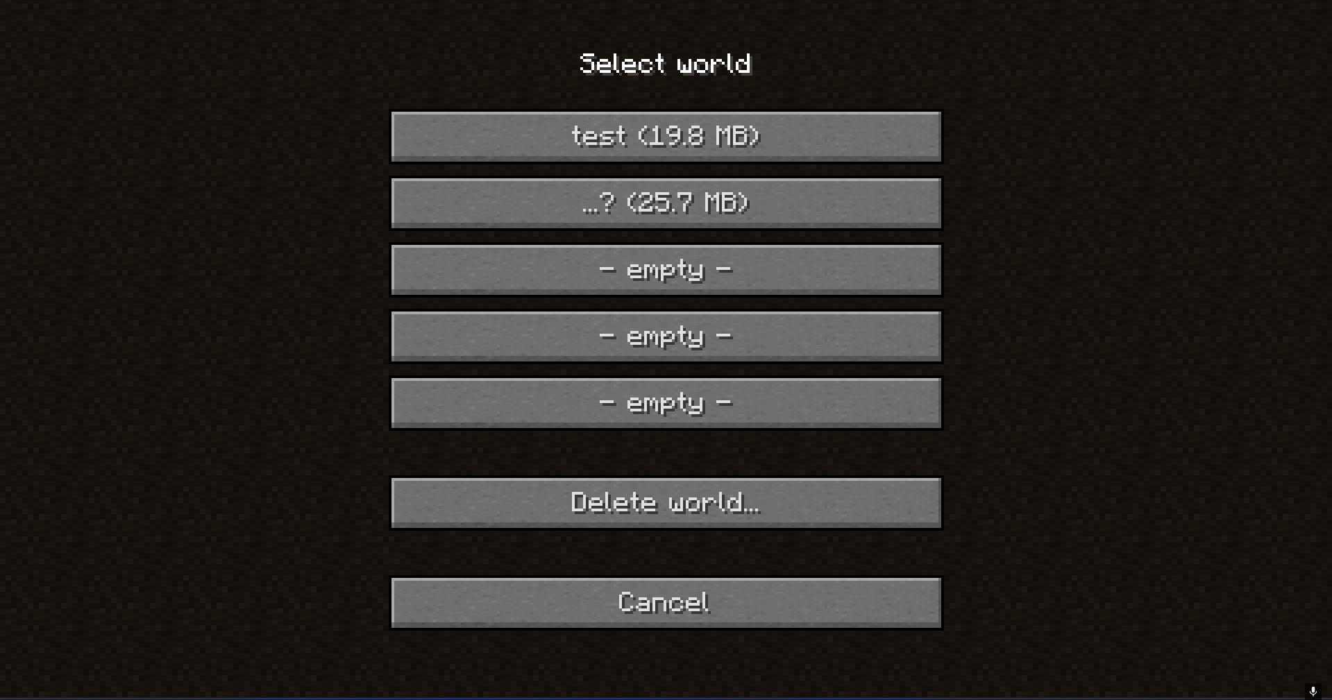 Thumbnail the alpha world selection menu!