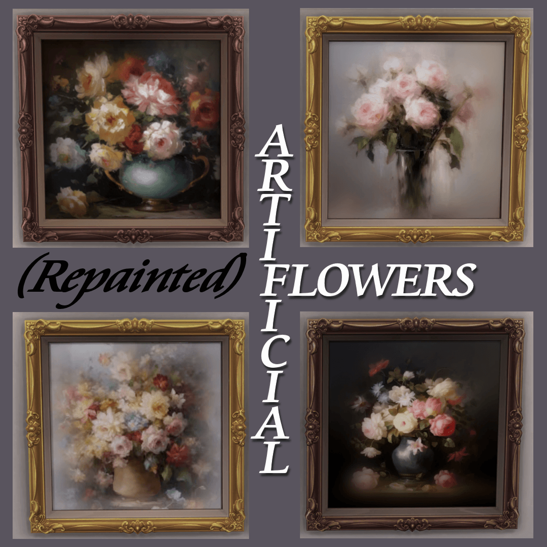 Showing 4 of the 5 Floral Paintings available. Comes in all 3 frame colours (to match with base-game frames)
