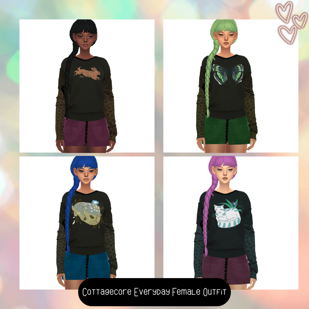 Thumbnail A cute and simple outfit for your cottagecore lifestyle sims that comes in 32 color swatches!