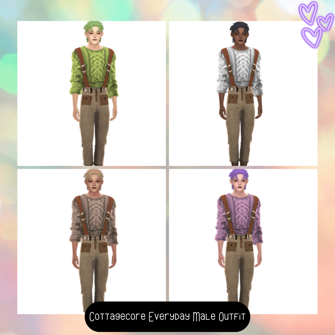 Thumbnail A cute and simple outfit for your male cottagecore lifestyle sims that comes in 22 color swatches!