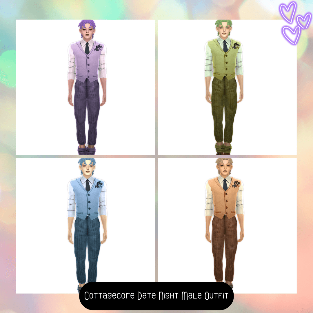Thumbnail A cute and simple datenight outfit for your male cottagecore sims that comes in 23 color swatches!