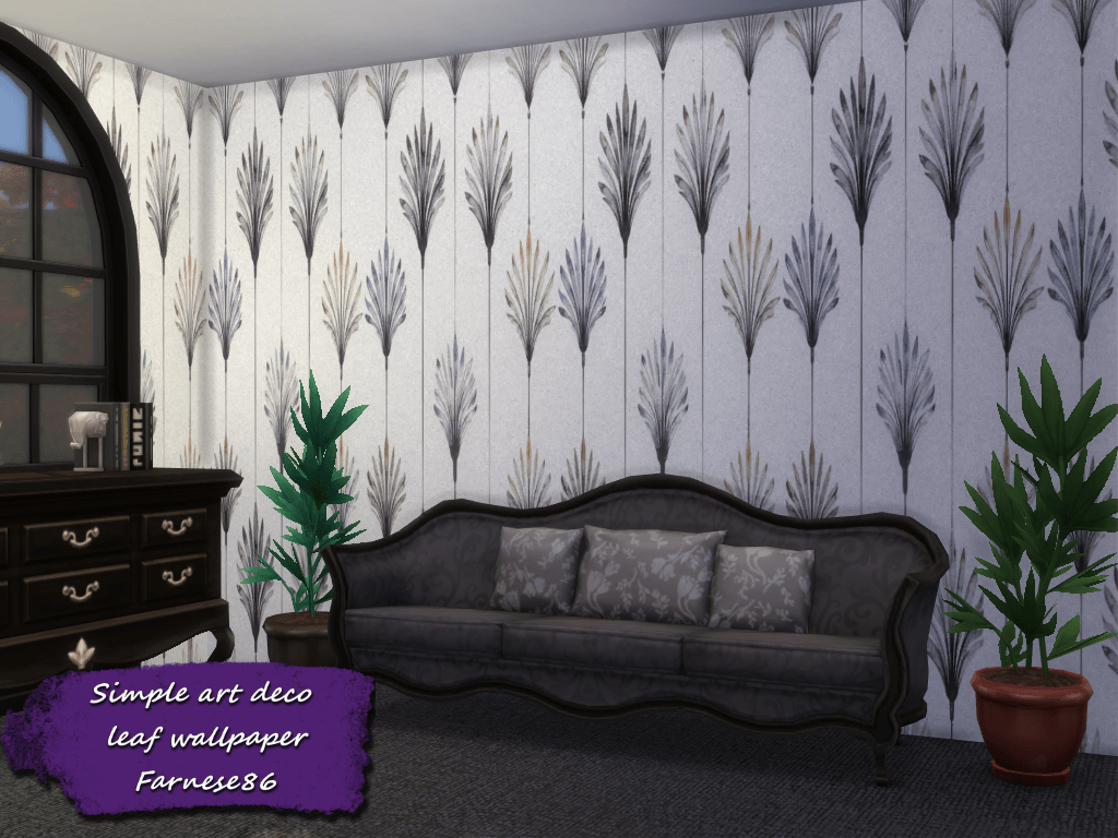 Thumbnail Farnese86 - Simple art deco leaf wallpaper - presentation
