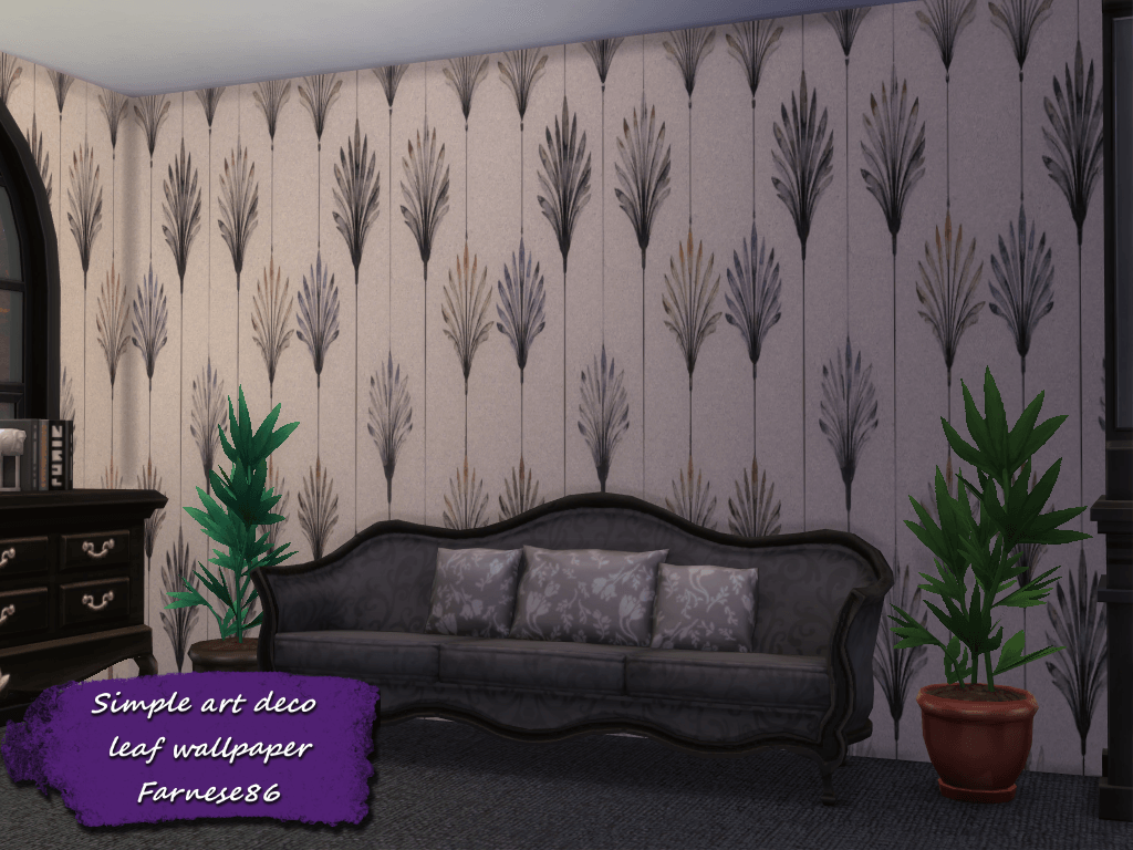 Thumbnail Farnese86 - Simple art deco leaf wallpaper - presentation