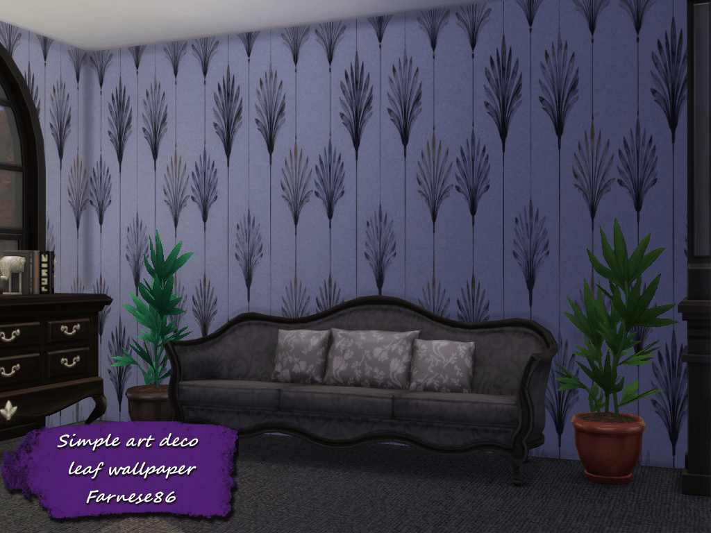 Thumbnail Farnese86 - Simple art deco leaf wallpaper - presentation