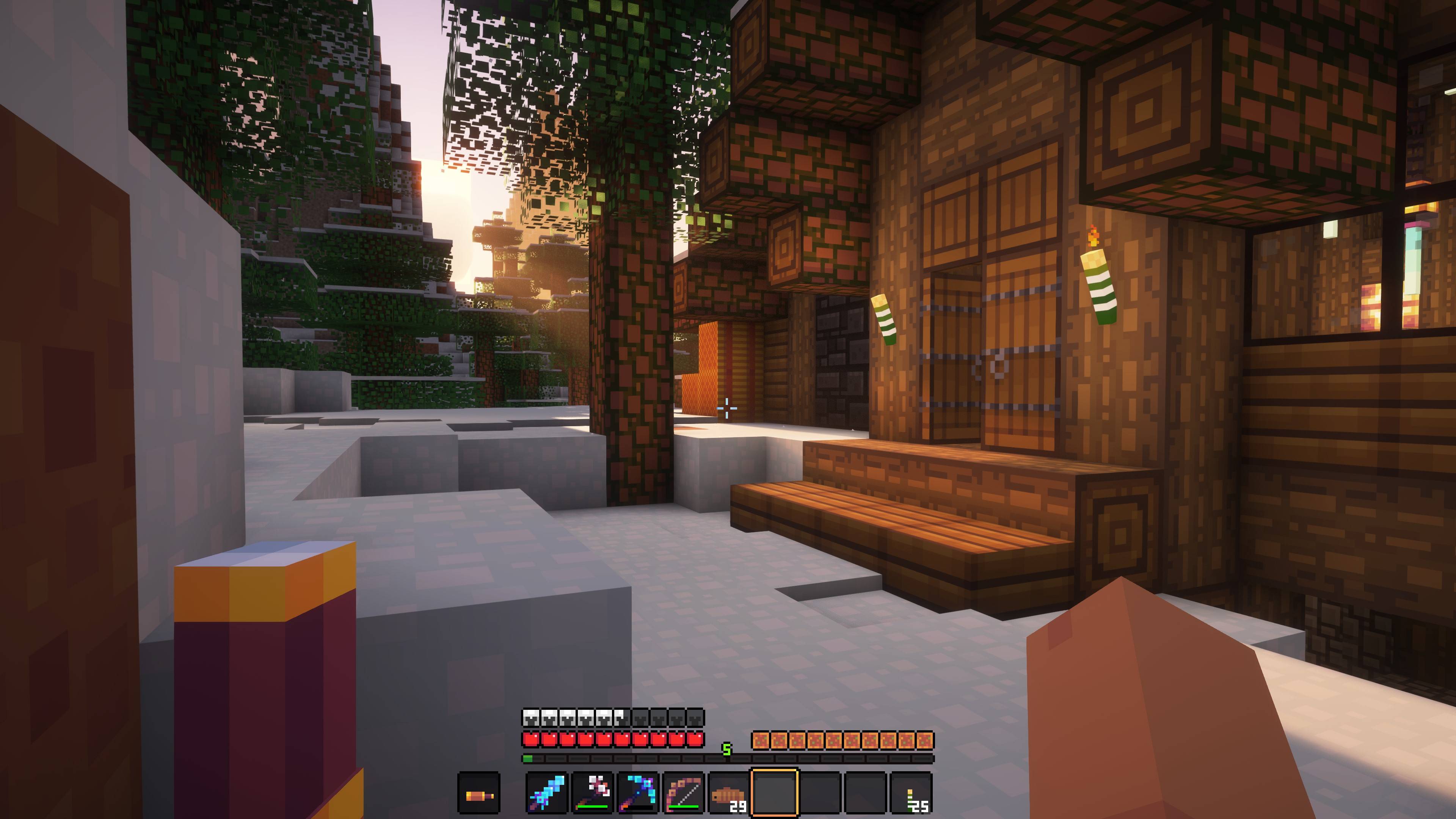 BlockPixel 木造房屋和手持望遠鏡