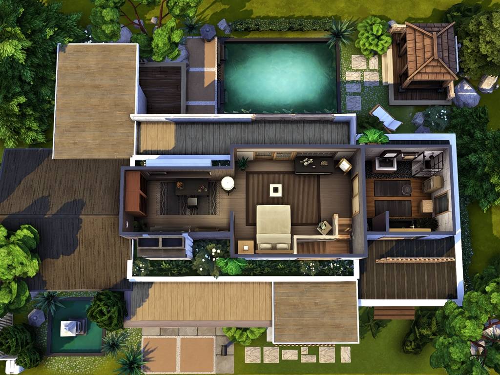 Modern Japanese House 4 - Gallery - The Sims 4 Rooms / Lots - CurseForge