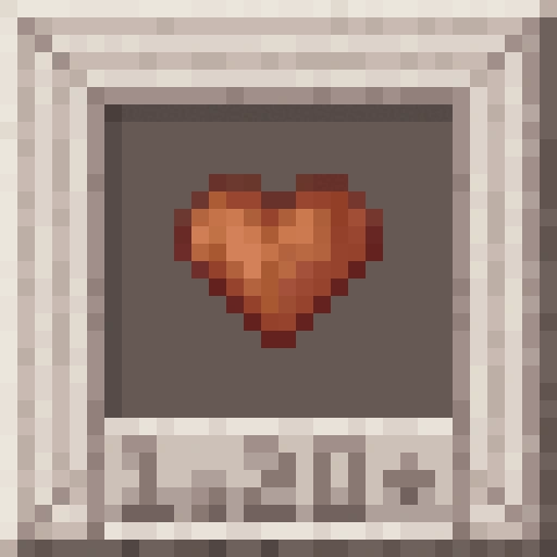 Thumbnail The Animated Icon for Modern Mizuno's at half resolution in Webp format. Mizuno's pack icon frame restyled to reflect Pale Oak Wood with a beating creaking heart in the center of the frame. The frame is labeled 1.20 +