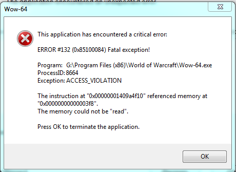 access violation wow