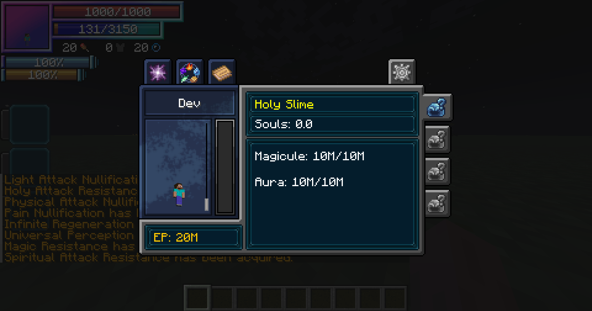 A picture of the Holy Slime evolution.