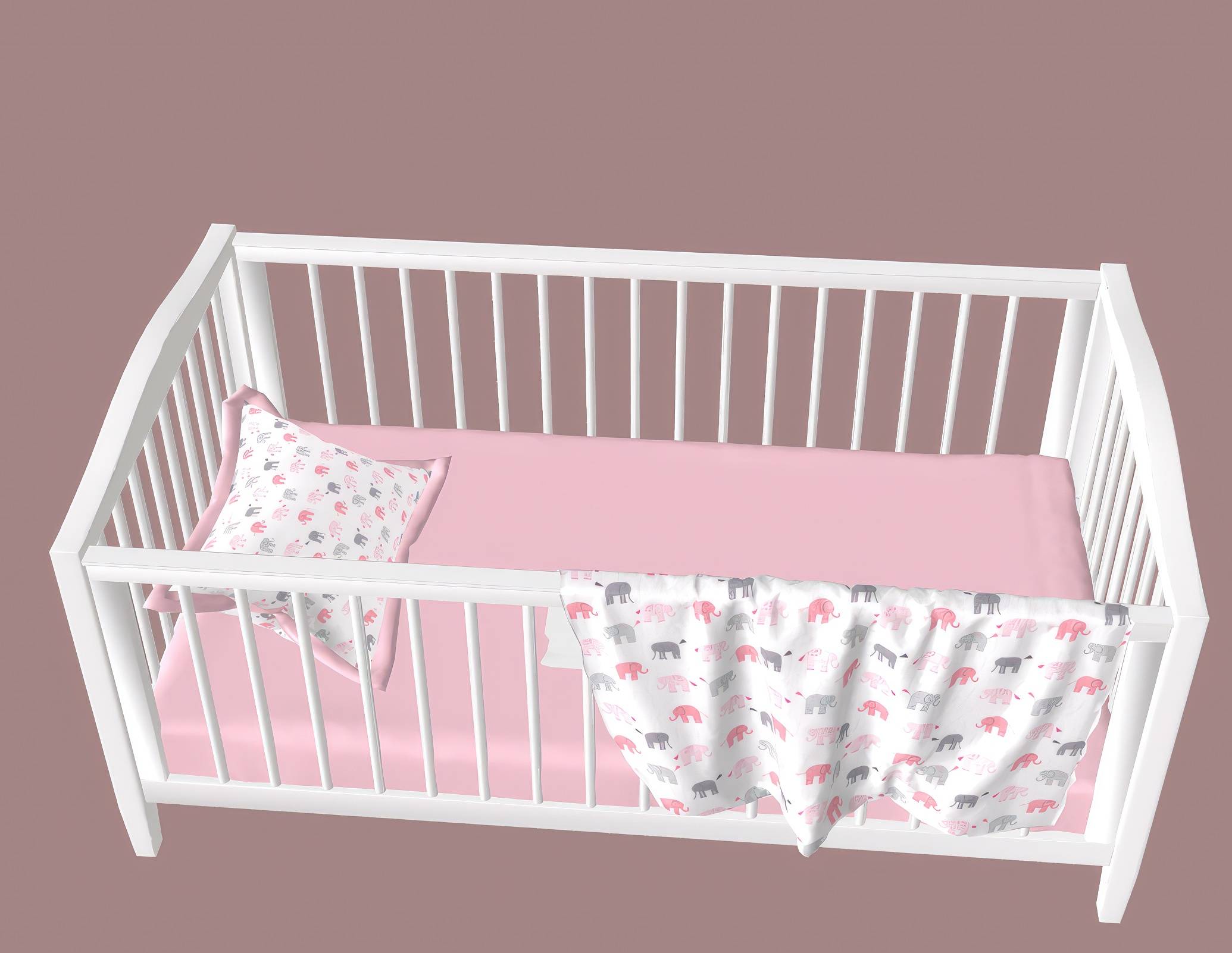 Baby crib with cute elephant bedding
