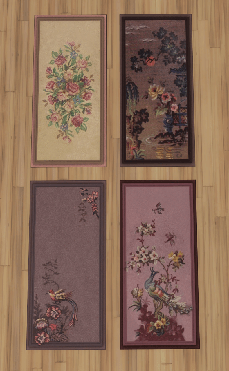 4, hooked, vintage wool rugs