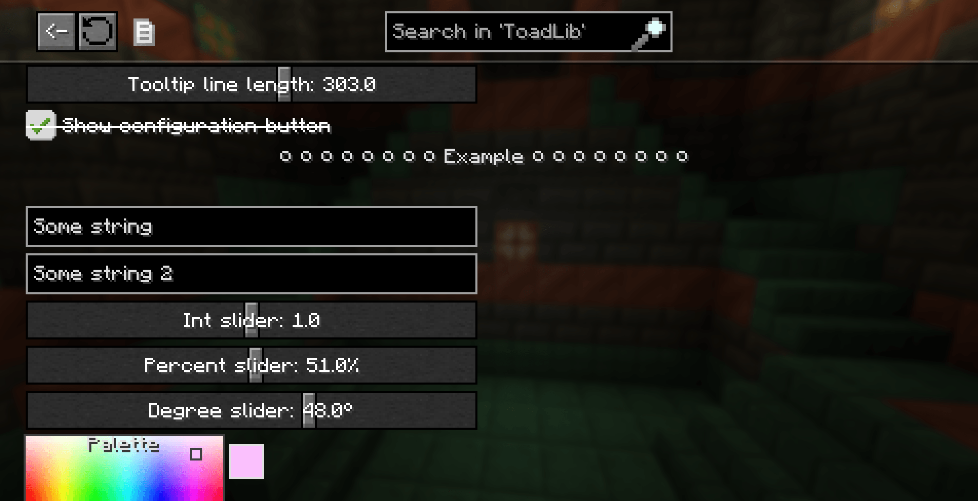 Config screen
