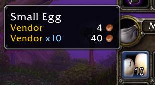 Thumbnail VendorPricePlus displays the Vendor and Stack prices of items in the tooltip when not at a vendor