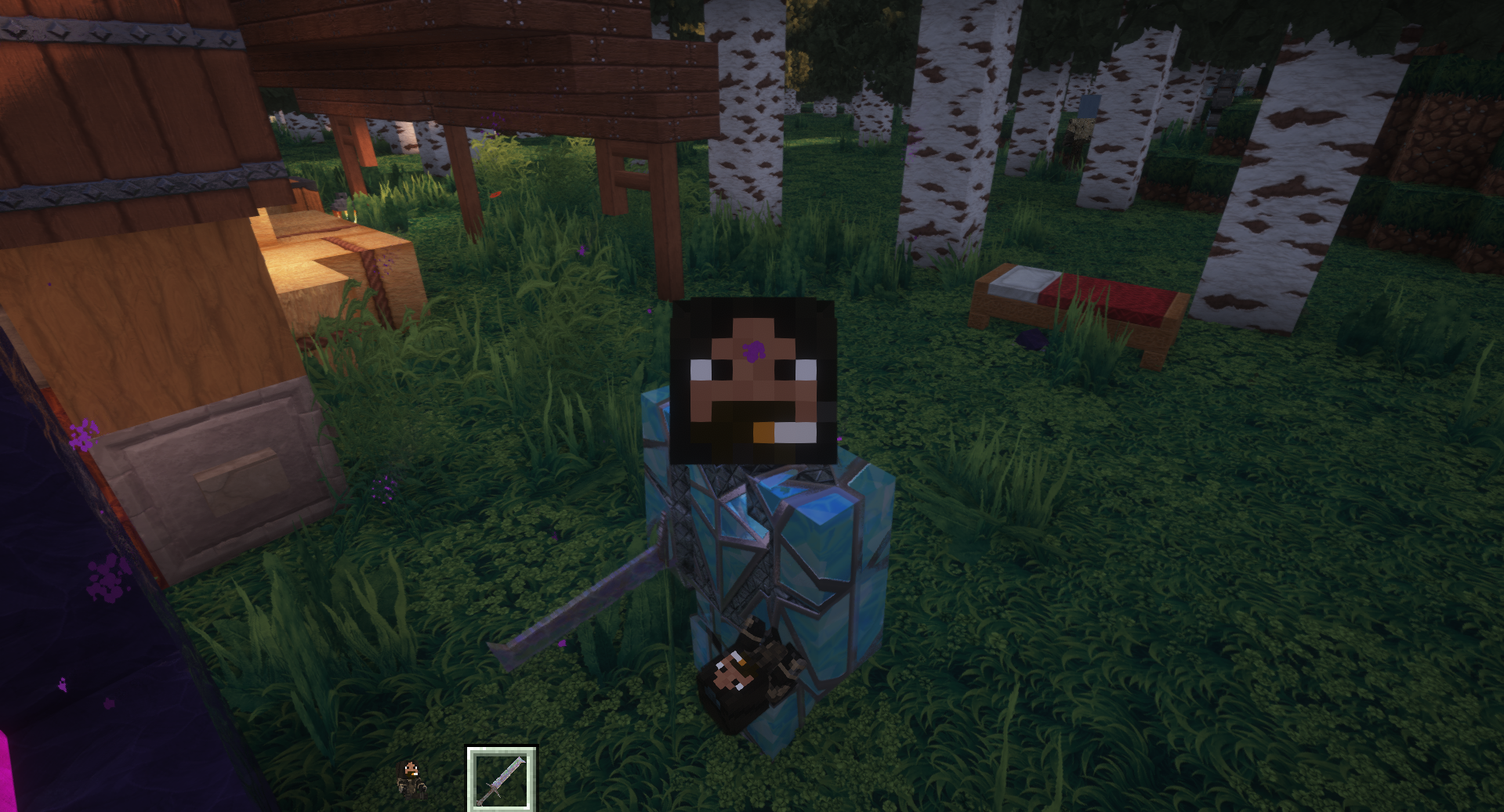 Thumbnail Your skin is applied automatically when you pick up a totem of undying. If you put it away it will default to steve skin