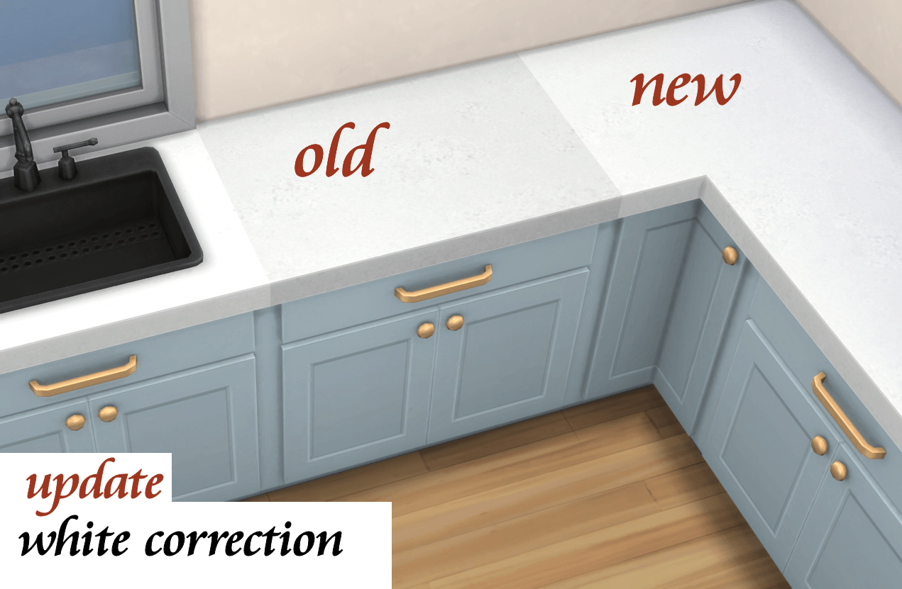 updated white countertops, now available for red, blues, green, black and brown/wood counters