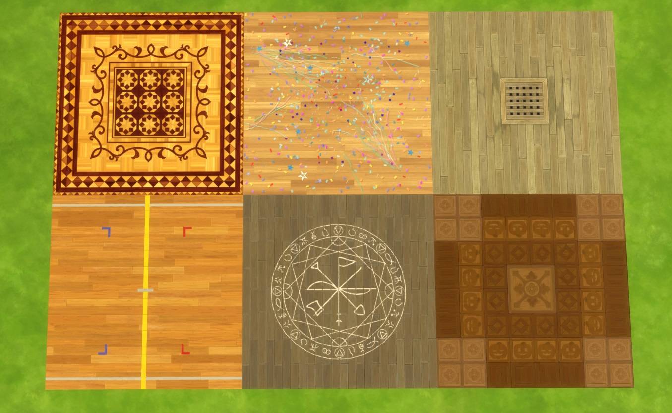 Thumbnail All nonseamless wood floors (rugs) - Artsy Parquet, Prom Flooring, Ship Deck, Gym Flooring, Magic-Circle Flooring and Spooky Flooring