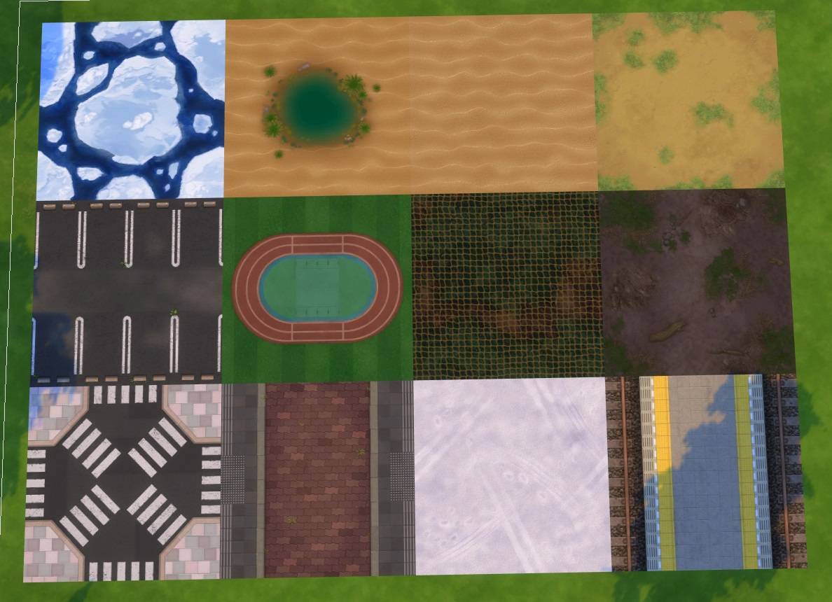 Thumbnail All nonseamless outdoor flooring Part 2 (rugs) - Iceberg, Jungle, Kerokerokeroppi, Mossy-Garden, Oasis, Parking, Racetrack, Rope-Net, Saharah's Desert, Sandlot, Scramble Crosswalk, Sidewalk, Ski-Slope, Swamp and Train-Station Flooring