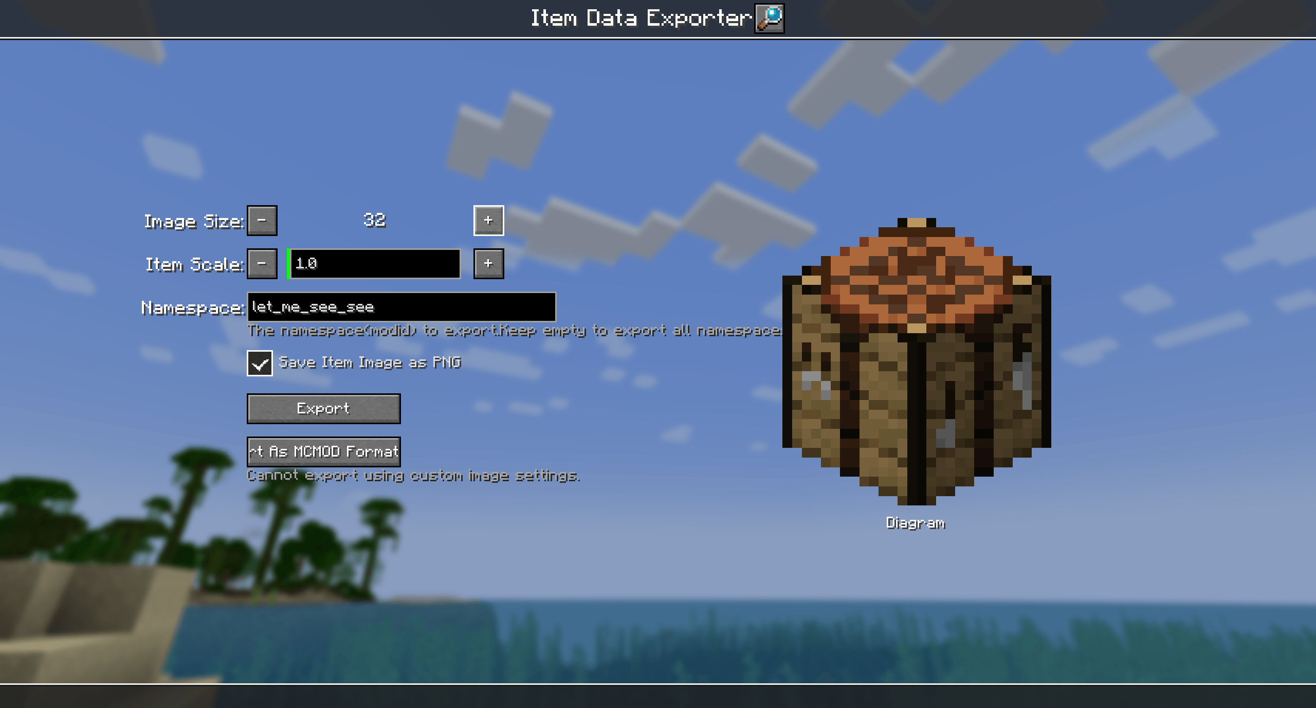 Item exporter interface