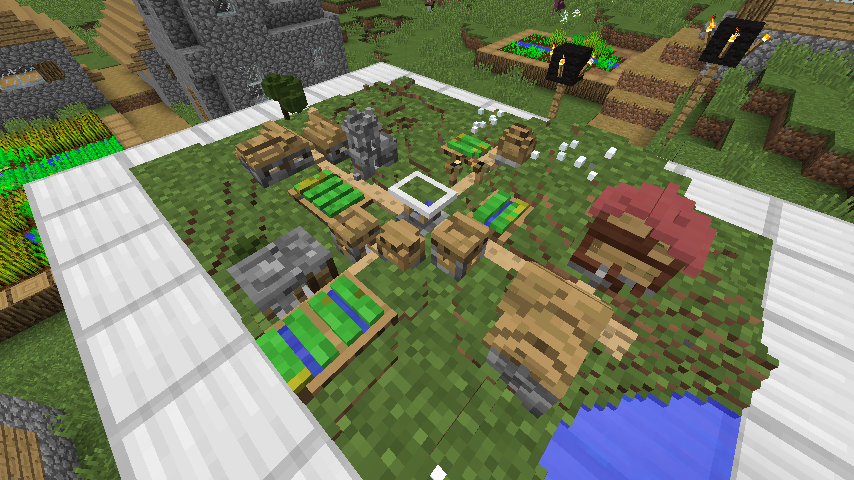Model of a village made with the Modeling Tool by reading the village chunk by chunk (24 chunks in total).