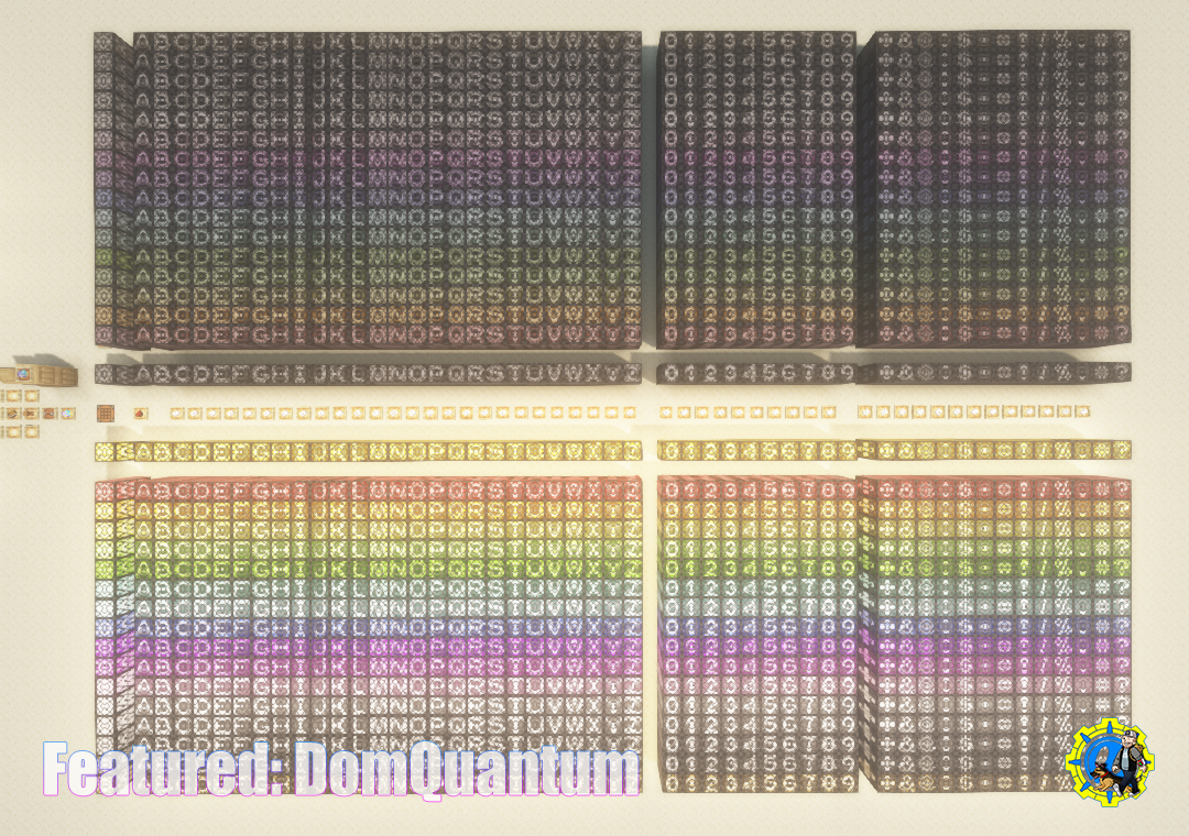 DomQuantum's Quantum Lamps - 16 Dyed sets and 1 undyed set of 26 alphabetical lamps, 10 numerical lamps, 13 punctuation lamps and 1 blank lamp.