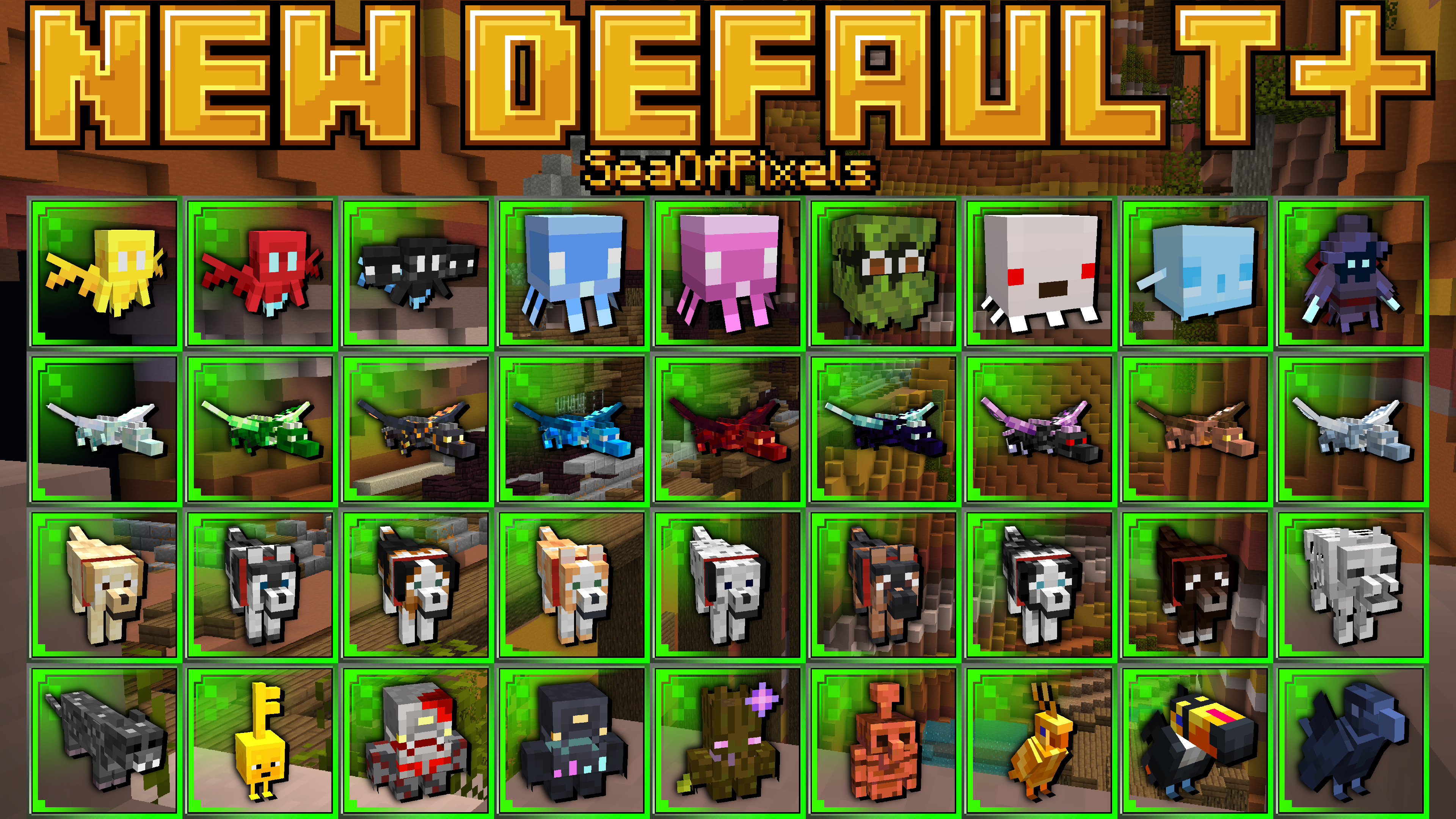 Thumbnail Requires OptiFine or Fabulously Optimized! See all name tag mob names on the New Default+ Wiki.